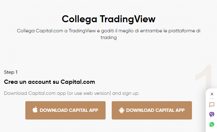 Capital.com è molto semplice da collegare a TradingView